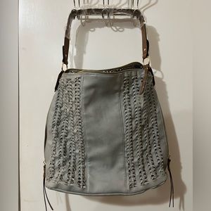 VRNYC LIGHT BLUE AND BROWN PURSE